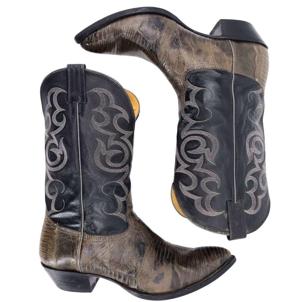 Vintage Nocona Mens Size 12D Lizard Teju Exotic Leather Cowboy Western Boots USA - Picture 4 of 14